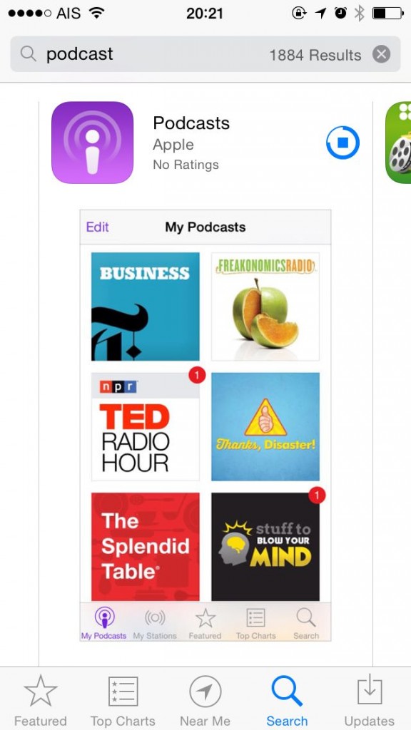 ลงแอพชื่อ Podcasts โดย Apple
